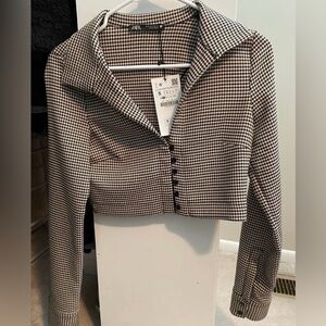 Zara cropped plaid shirt